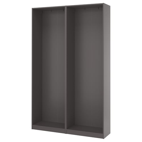 PAX 2 estructuras de clóset, gris oscuro, 150x35x236 cm