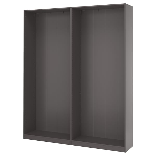 PAX 2 estructuras de clóset, gris oscuro, 200x35x236 cm