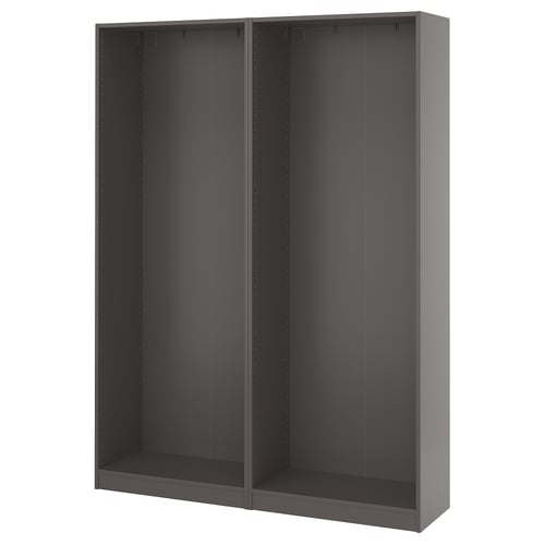 PAX 2 estructuras de clóset, gris oscuro, 150x35x201 cm