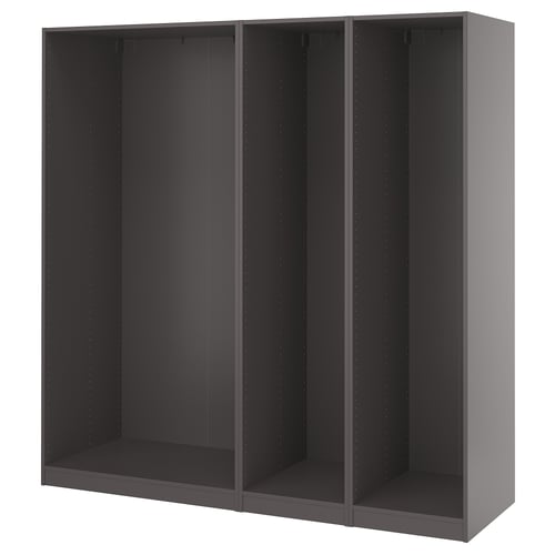 PAX 3 estructuras de clóset, gris oscuro, 200x58x201 cm