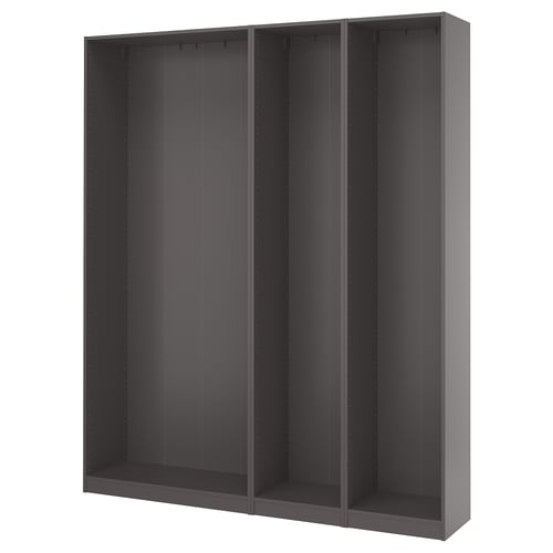 PAX 3 estructuras de clóset, gris oscuro, 200x35x236 cm