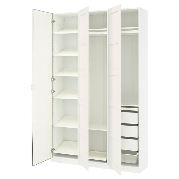 PAX / BERGSBO/ÅHEIM Combinación de clóset, blanco/espejo, 150x38x236 cm
