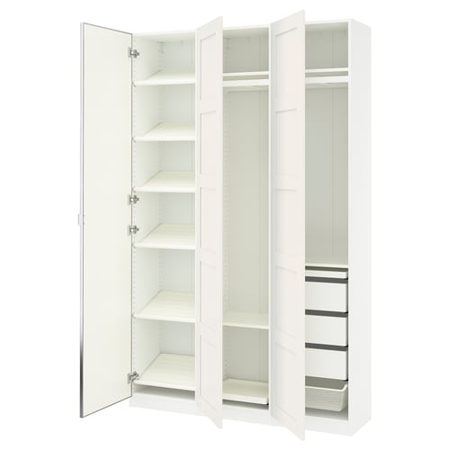 PAX / BERGSBO/ÅHEIM Combinación de clóset, blanco/espejo, 150x38x236 cm