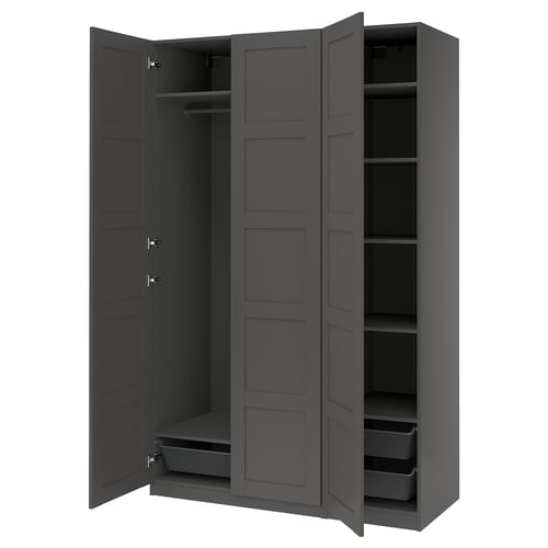 PAX / BERGSBO Combinación de clóset, gris oscuro, 150x60x236 cm