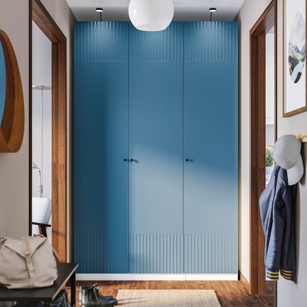 PAX / FYRUDDEN Combinación de clóset, blanco/azul, 150x60x236 cm