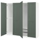 PAX / GRIMO Combinación de clóset, blanco/verde grisáceo, 200x60x201 cm