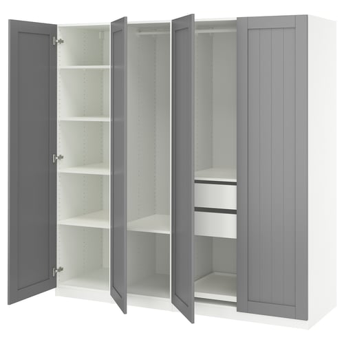 PAX / GULLABERG Combinación de clóset, blanco/gris, 200x60x201 cm