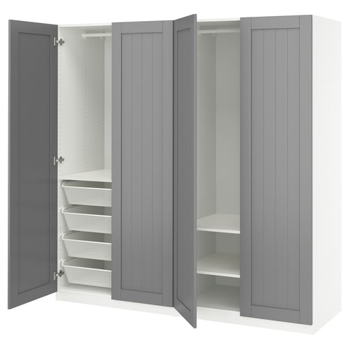 PAX / GULLABERG Combinación de clóset, blanco/gris, 200x60x201 cm