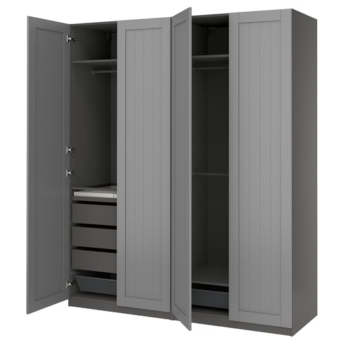 PAX / GULLABERG Combinación de clóset, gris oscuro/gris, 200x60x236 cm