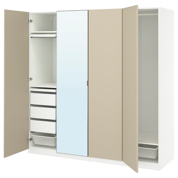 PAX / REINSVOLL/ÅHEIM Combinación de clóset, blanco/beige grisáceo, 200x60x201 cm