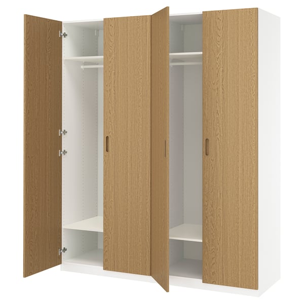 PAX / TONSTAD Combinación de clóset, blanco/chapa roble, 200x60x236 cm