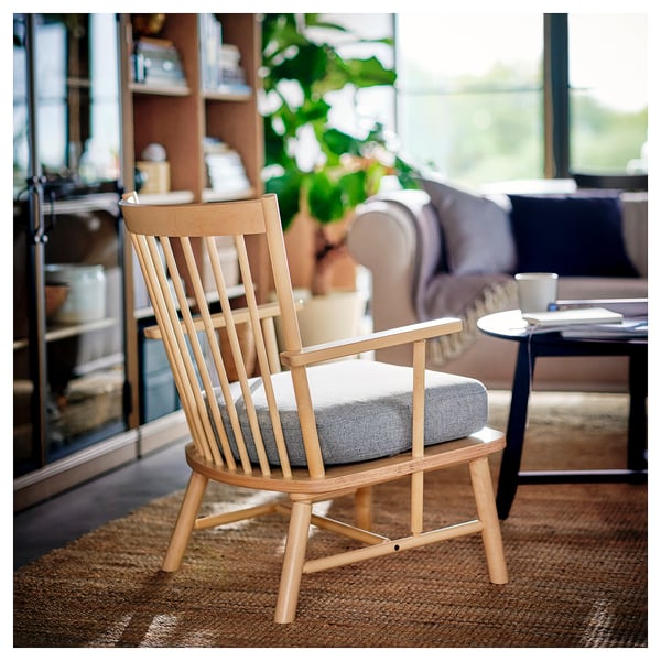 PERSBOL Sillón, abedul/Tibbleby beige/gris