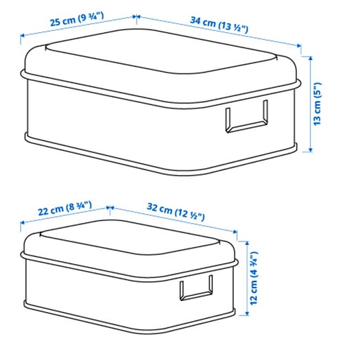 PLOGFÅRA Caja para almacenaje con tapa 2 pz, beige claro