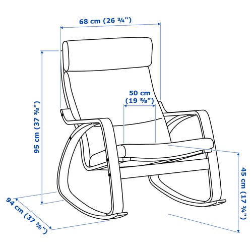 POÄNG Silla mecedora, chapa abedul/Hillared carbón