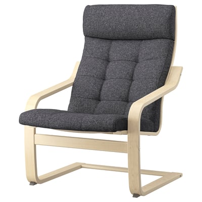 POÄNG Sillón, chapa abedul/Gunnared gris oscuro