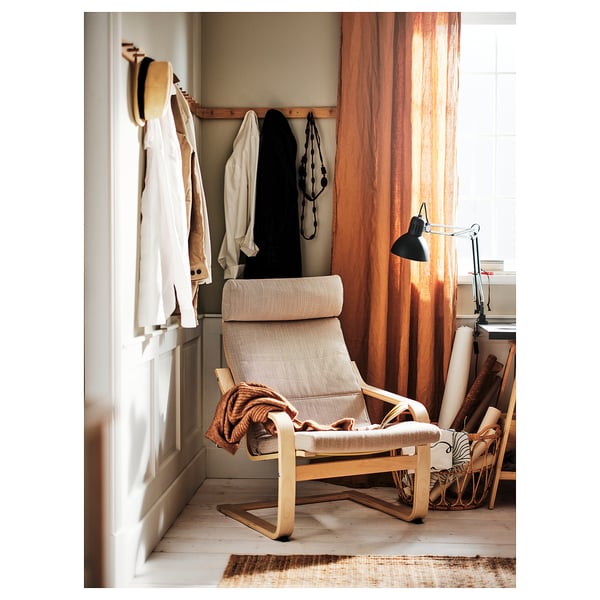 POÄNG Sillón, chapa abedul/Hillared beige