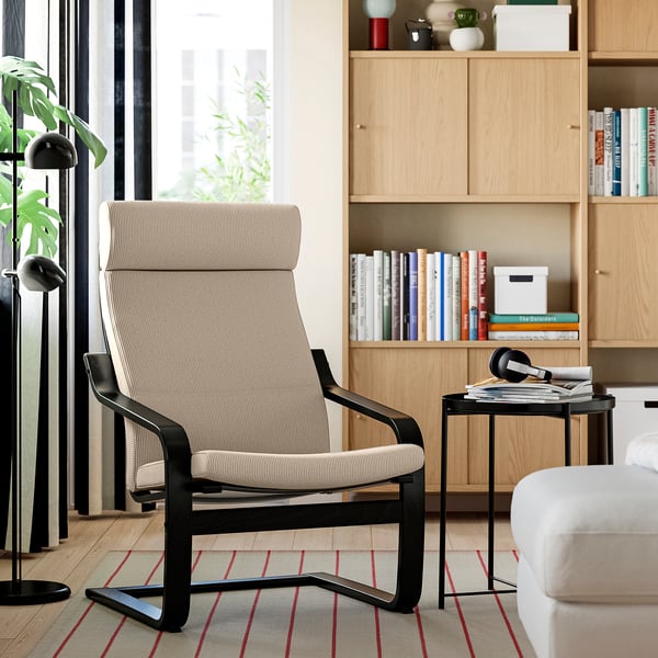 POÄNG Sillón, efecto nogal/Kelinge beige