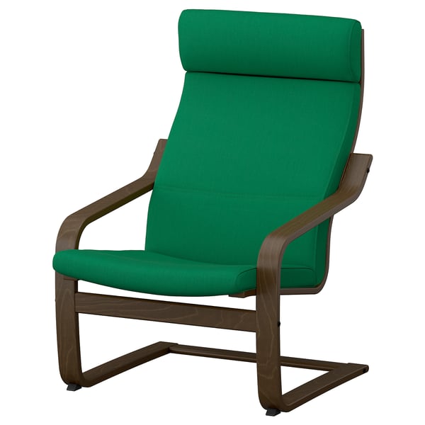 POÄNG Sillón, efecto nogal/Vissle Verde oscuro
