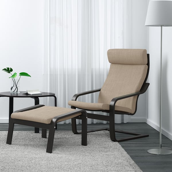 POÄNG Sillón, negro-café/Hillared beige