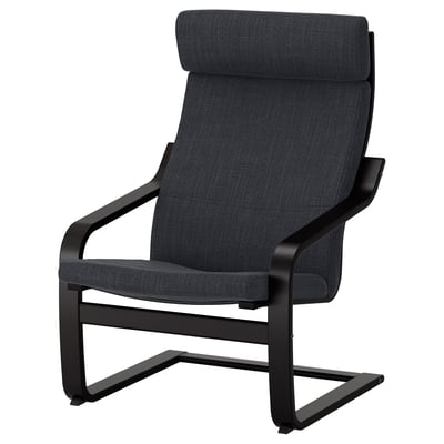 POÄNG Sillón, negro-café/Hillared carbón