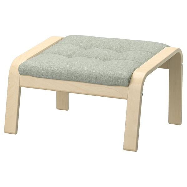 POÄNG Taburete, chapa abedul/Gunnared Verde claro
