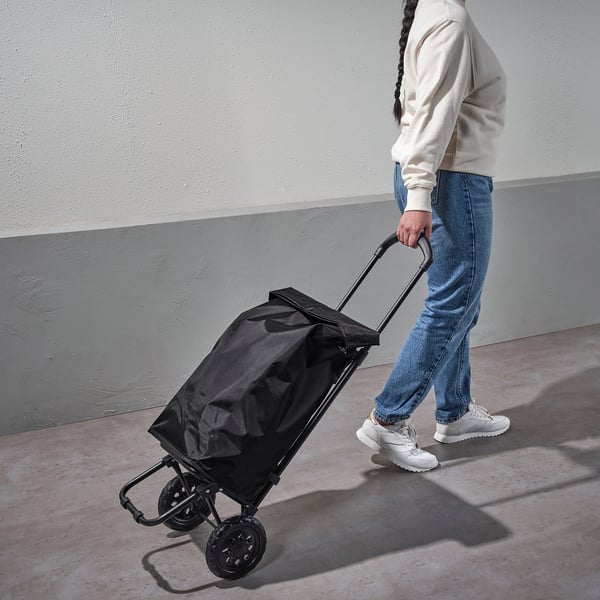 RADARBULLE Carrito de compra, negro, 33x24x68 cm/38 l