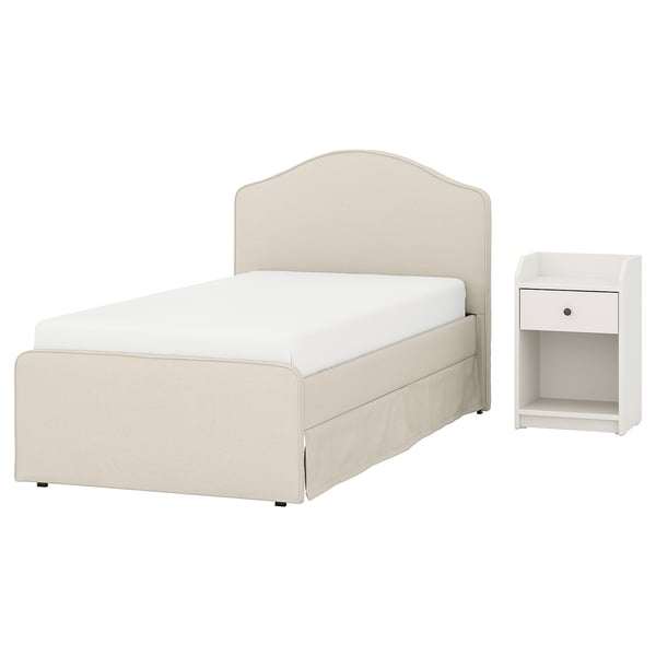 RAMNEFJÄLL / HAUGA Muebles p/recámara, juego de 2, Idekulla beige/blanco, Individual
