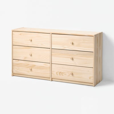 RAST Cómoda de 6 cajones, pino, 124x68 cm