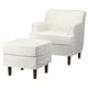ROCKSJÖN Sillón con taburete, Blekinge blanco