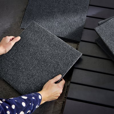 RUNNEN Suelo exterior / suelo terraza, textil gris oscuro, 0.81 m²
