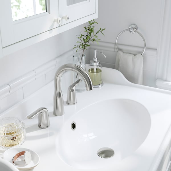 RUTSJÖN Lavabo con trampa de agua, blanco Bimando de 8", 79.6x55.7 cm