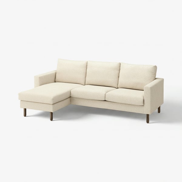 SALTSJÖBADEN Sofá 3 plazas con chaise, Vittangi beige claro/blanco