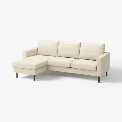 SALTSJÖBADEN Sofá 3 plazas con chaise, Vittangi beige claro/blanco
