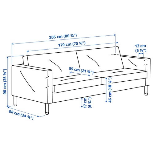 SALTSJÖBADEN Sofá de 3 asientos, Vittangi beige claro/blanco
