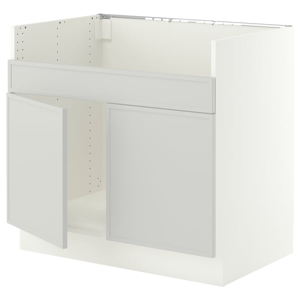 SEKTION Gabin bajo p/tarja doble HAVSEN, blanco/Aspudden gris claro, 91x61x76 cm
