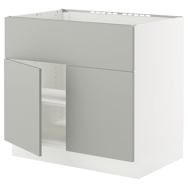 SEKTION Gabin bajo parrilla/int ext+2 prtas, blanco/Havstorp gris claro, 91x61x76 cm