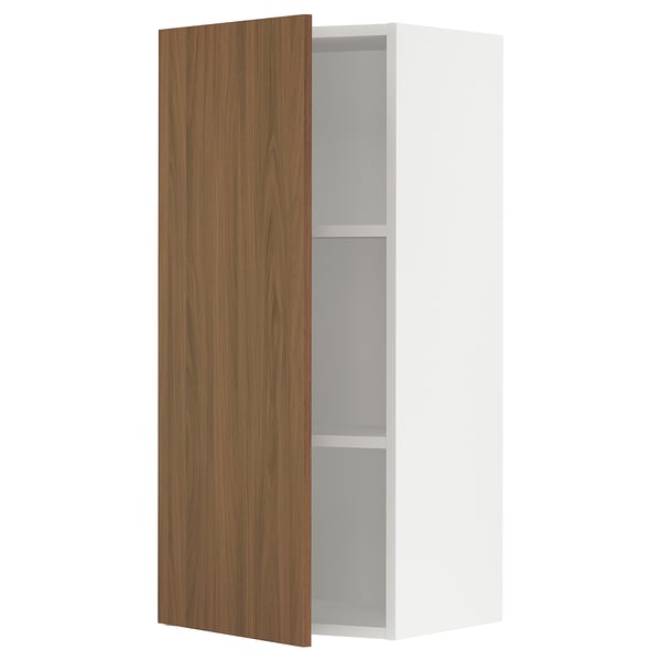 SEKTION Gabin pared 1 puerta c/ estantes, blanco/Tistorp Efecto nogal café, 46x37x102 cm
