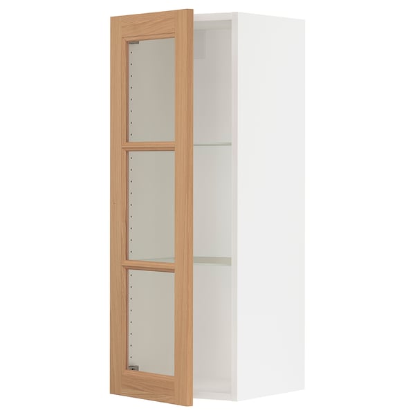 SEKTION Gabin pared 1 puerta vidrio c/ ests, blanco/Vedhamn roble, 38x37x102 cm