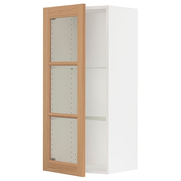 SEKTION Gabin pared 1 puerta vidrio c/ ests, blanco/Vedhamn roble, 46x37x102 cm