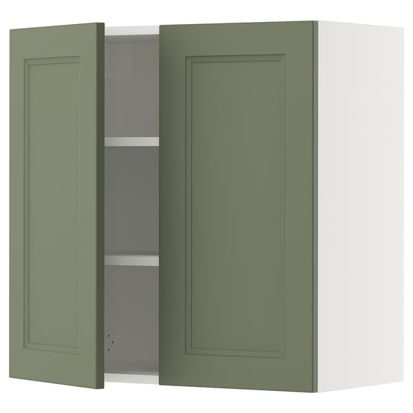 SEKTION Gabin pared 2 puertas c/ estantes, blanco/Axstad verde grisáceo, 76x37x76 cm