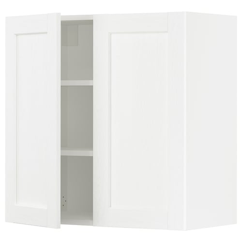 SEKTION Gabin pared 2 puertas c/ estantes, blanco Enköping/blanco efecto madera, 76x37x76 cm