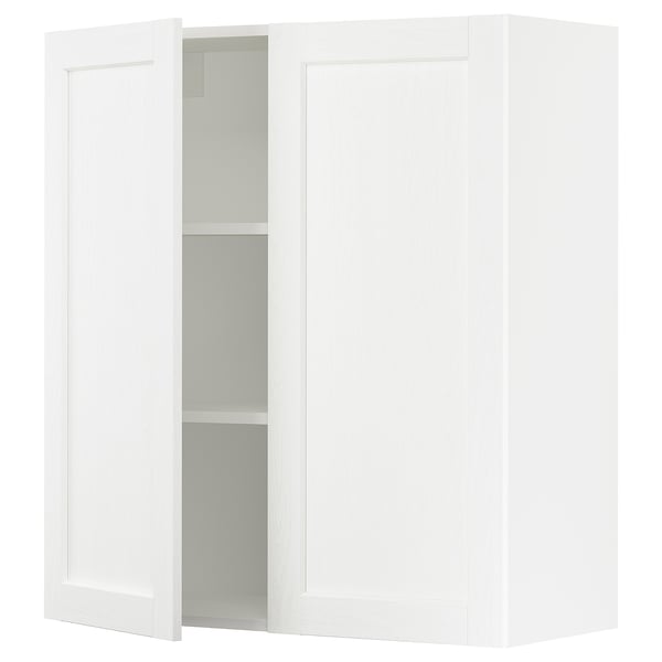 SEKTION Gabin pared 2 puertas c/ estantes, blanco Enköping/blanco efecto madera, 91x37x102 cm