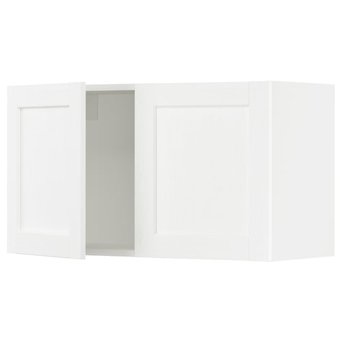 SEKTION Gabin pared 2 puertas c/ estantes, blanco Enköping/blanco efecto madera, 91x37x51 cm