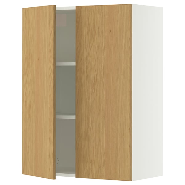 SEKTION Gabin pared 2 puertas c/ estantes, blanco/Sinarp chapa roble, 76x37x102 cm