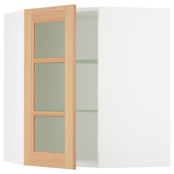 SEKTION Gabin pared esquina 1 puerta c/ests, blanco/Vedhamn roble, 66x37x76 cm