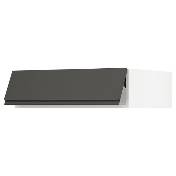 SEKTION Gabin sup p/refrigerador, blanco/Voxtorp gris oscuro, 91x61x25 cm