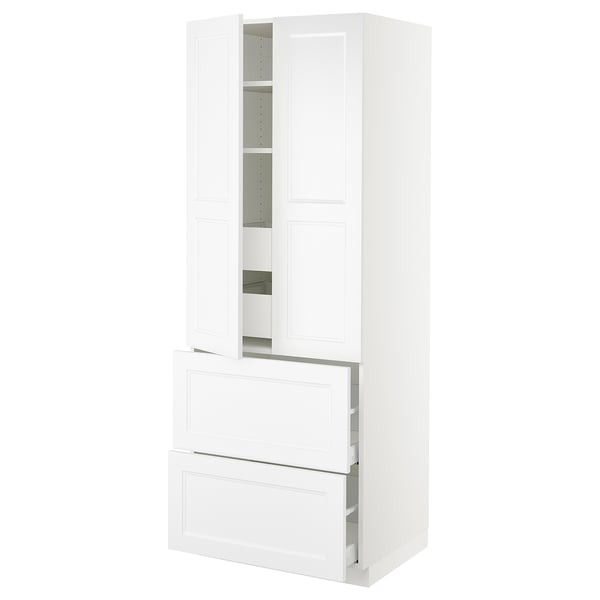 SEKTION Gabinete alto 2 puertas 4 cajones, blanco/Axstad blanco mate, 76x61x203 cm