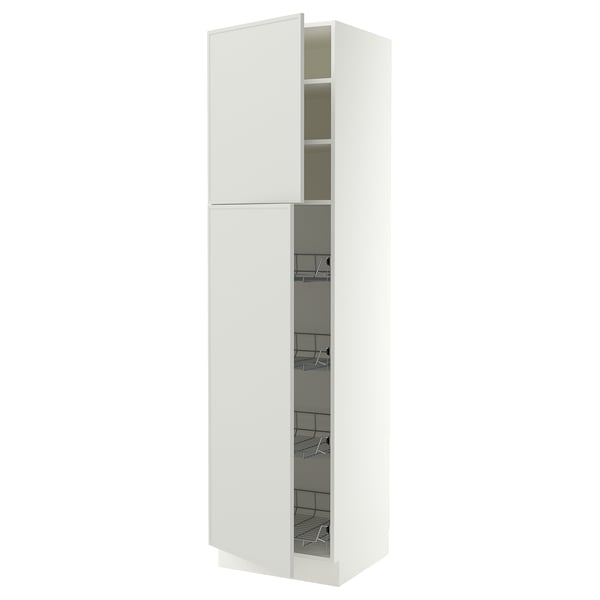 SEKTION Gabinete alto 2 puertas c/canasta, blanco/Aspudden gris claro, 61x61x229 cm