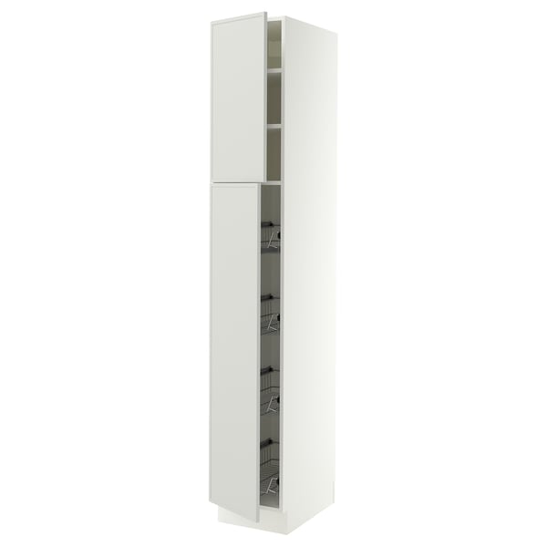 SEKTION Gabinete alto 2 puertas c/canasta, blanco/Aspudden gris claro, 38x61x229 cm