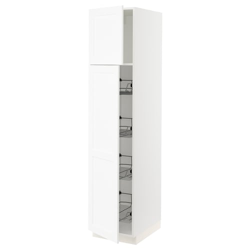 SEKTION Gabinete alto 2 puertas c/canasta, blanco Enköping/blanco efecto madera, 46x61x203 cm